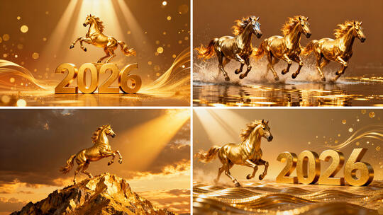 2026金色骏马奔腾金马奔跑马年年会片头