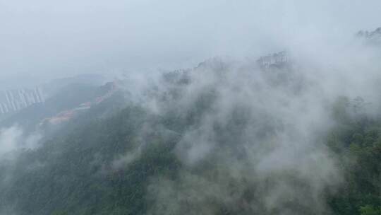 梧州白云山上西江明珠塔拍摄山顶云雾风景