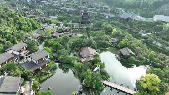 江西上饶葛仙村航拍山区旅游景点乡村风光