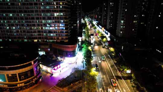 城市马路车辆车流夜景航拍