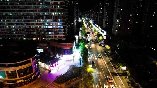 城市马路车辆车流夜景航拍视频素材模板下载