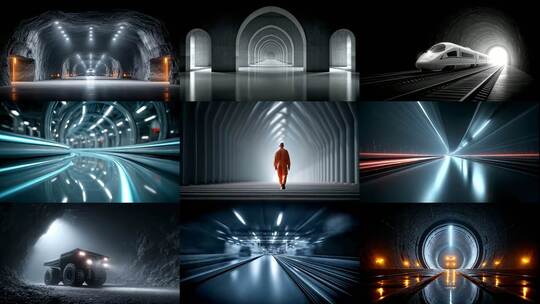 隧道穿梭光影交错科技感十足未来感高清在线视频素材下载