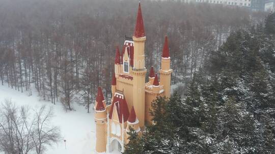 哈尔滨冬天雪景航拍