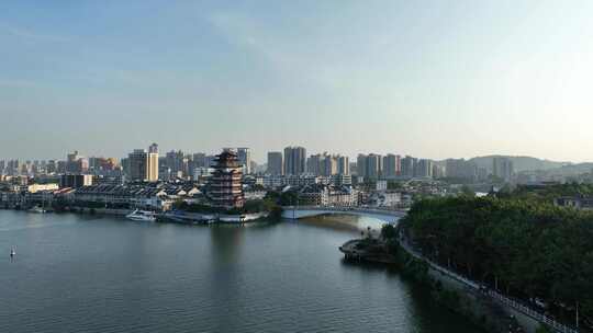 惠州合江楼航拍东江古城区旅游景点建筑风光