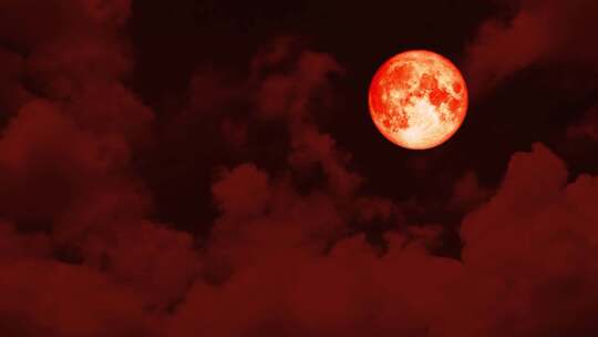 红月亮天狗食月红云