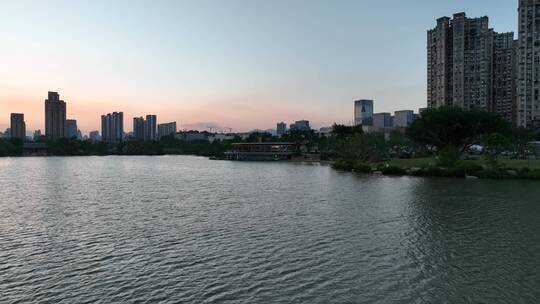 航拍福建福州晋安区晋安湖湖景