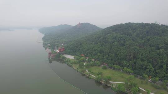武汉东湖磨山景区楚天台楚门航拍视频素材模板下载