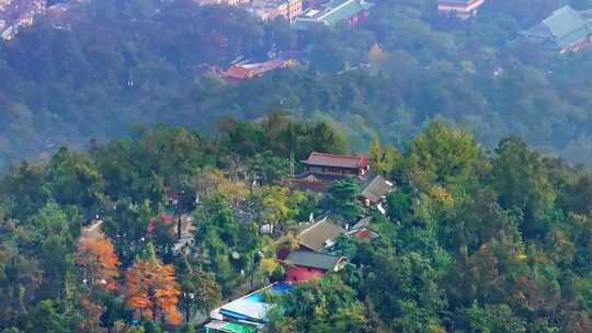 4k长沙岳麓山云麓宫秋景航拍