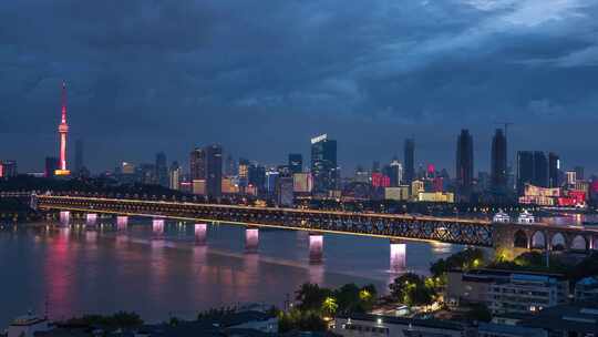 湖北省武汉市城市夜景风光视频素材模板下载