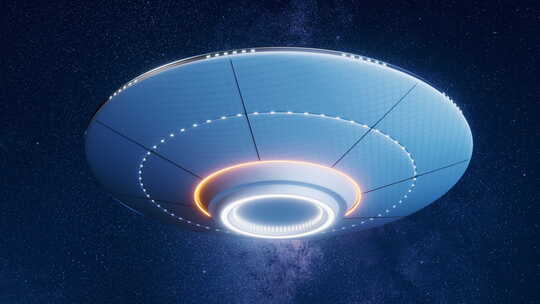 UFO与外太空星球背景3D渲染视频素材模板下载