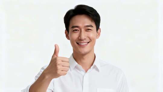 微笑男士竖拇指特写