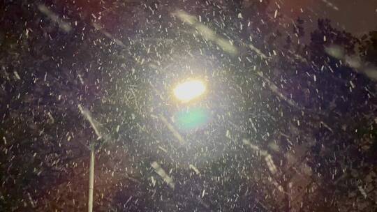 路灯下的雪