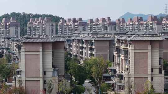 城市别墅住宅小区航拍