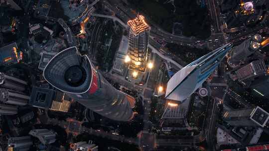 上海三件套夜景俯拍