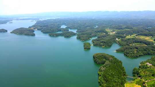 航拍绝美航拍湖景，湖北松滋洈水风景区湖景