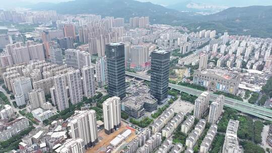 福建省龙岩市新罗区龙岩大道城市大景航拍