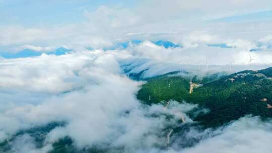 航拍安徽大别山自然云海风光 4K