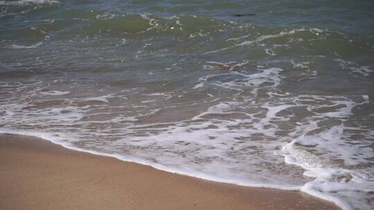 海边沙滩海水浪花拍打美丽海岸线黄昏日落视频素材模板下载
