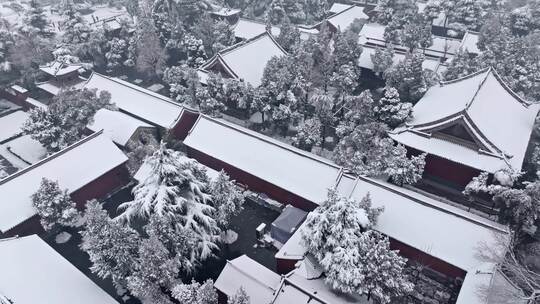 航拍洛阳白马寺雪景视频素材模板下载