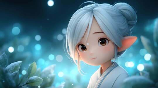 梦幻精灵于蓝色光晕中闪耀