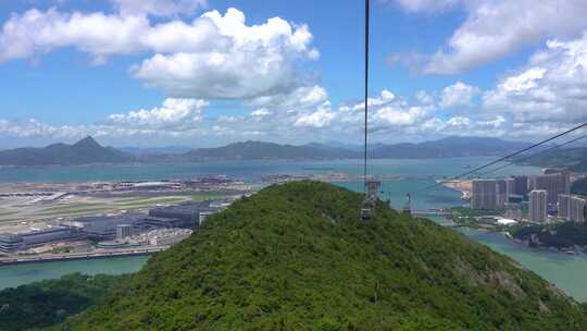 香港离岛大屿山索道缆车户外海洋城市天际线