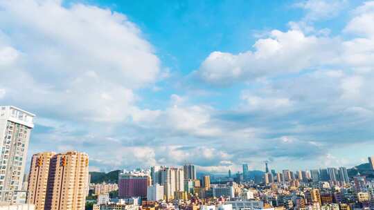 4K城市上空蓝天白云延时实拍素材天空视频素材模板下载