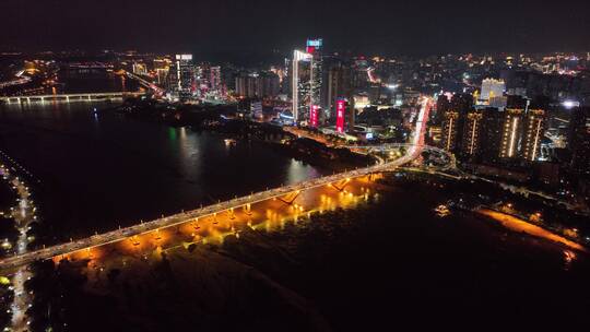 航拍福州闽江尤溪洲大桥道路江景