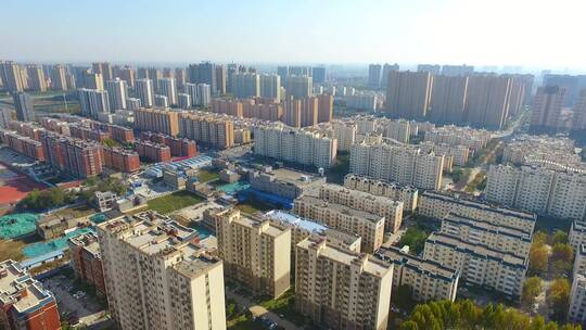 航拍陕西城市现代化发展建筑