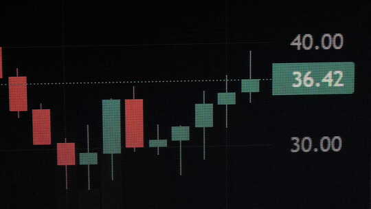 电脑上的货币股票市场图表视频素材模板下载