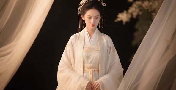 古装美女汉服造型特写