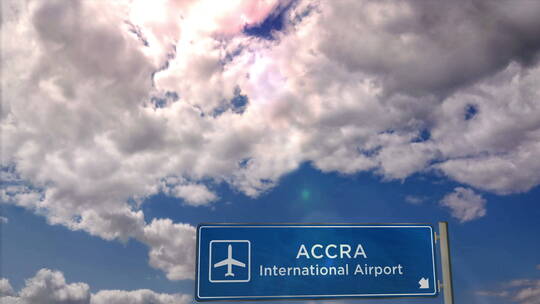 飞机降落在阿克拉加纳机场视频素材模板下载