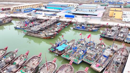 滨州港禁渔期渔港渔船停靠开渔节航拍