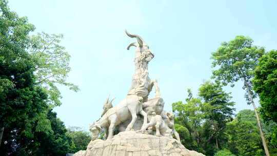 广州 地标 越秀公园 羊城 五羊雕塑视频素材模板下载