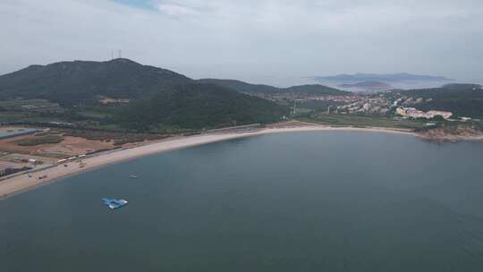 大海海洋岛屿自然风光山东烟台长岛航拍