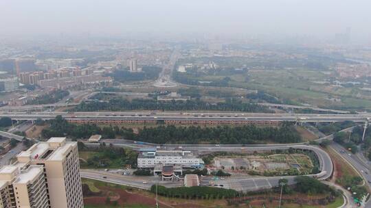 航拍城市建筑高楼交通桥梁地标风景