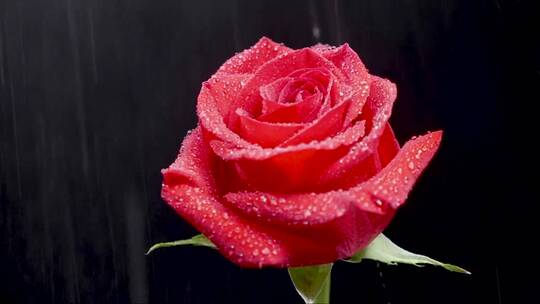 温柔的水滴落在玫瑰上视频素材模板下载