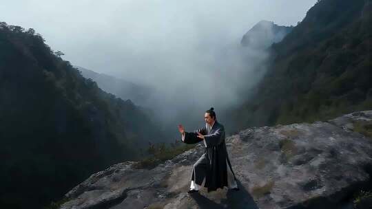 山间道士练拳