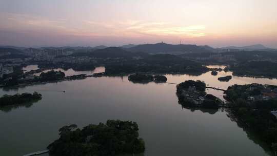 广东惠州西湖5A景区日落晚霞夕阳航拍