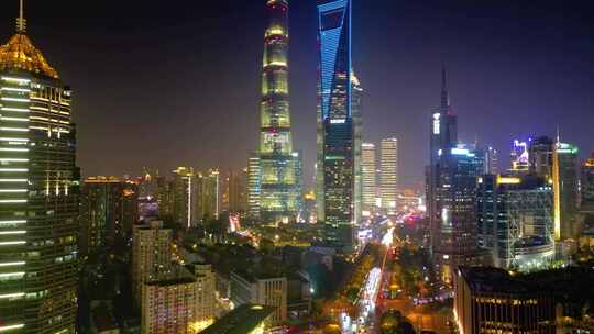 上海市浦东新区陆家嘴城市夜晚夜景风景视频