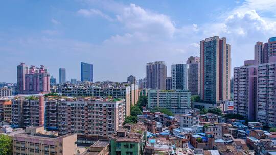 广州海珠区城市建筑蓝天白云延时风光