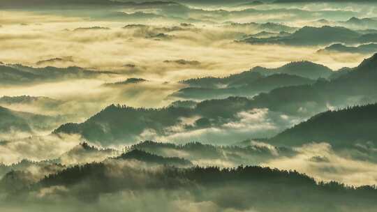 安徽黄山休宁徽州地区日出晨雾风光