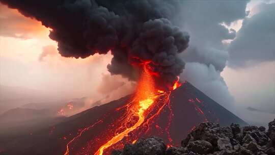 末日活火山爆发喷发岩浆自然灾害素材原创动视频素材模板下载