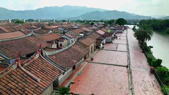 航拍福建漳州龙海埭美古村闽南古民居风光