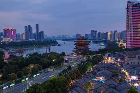 南宁邕江畅游阁街景夜景