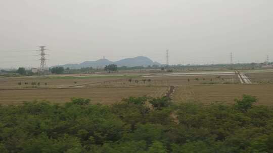 交通运输行驶高铁窗外风景实拍