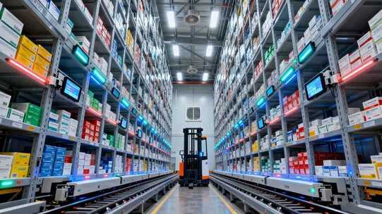 自动化仓库内货物存储画面