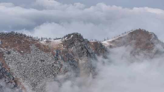 4K秦岭朱雀国家森林公园（冰晶顶）雪景航拍