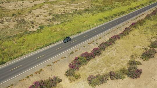 新疆库车荒野无人区公路汽车自驾游旅行