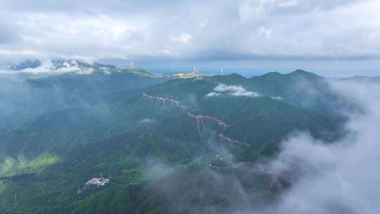 航拍高山风电 云海云雾