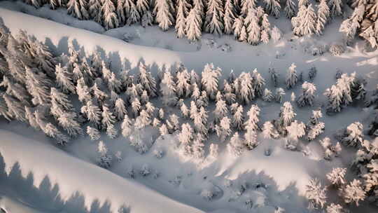 冬天森林雪景航拍